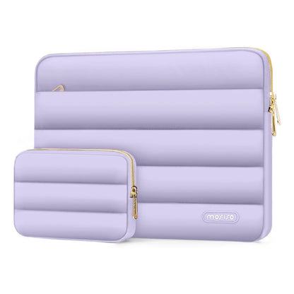 MOSISO Laptop Case 13-17.3 inch, 13 14 16 17.3 inch Puffy Laptop Sleeve Compatible with MacBook Pro 16 M5 M4 M3 M2 M1, HP Dell ASUS Acer Toshiba Lenovo, Polyester Horizontal Bag with Small Case, Brown