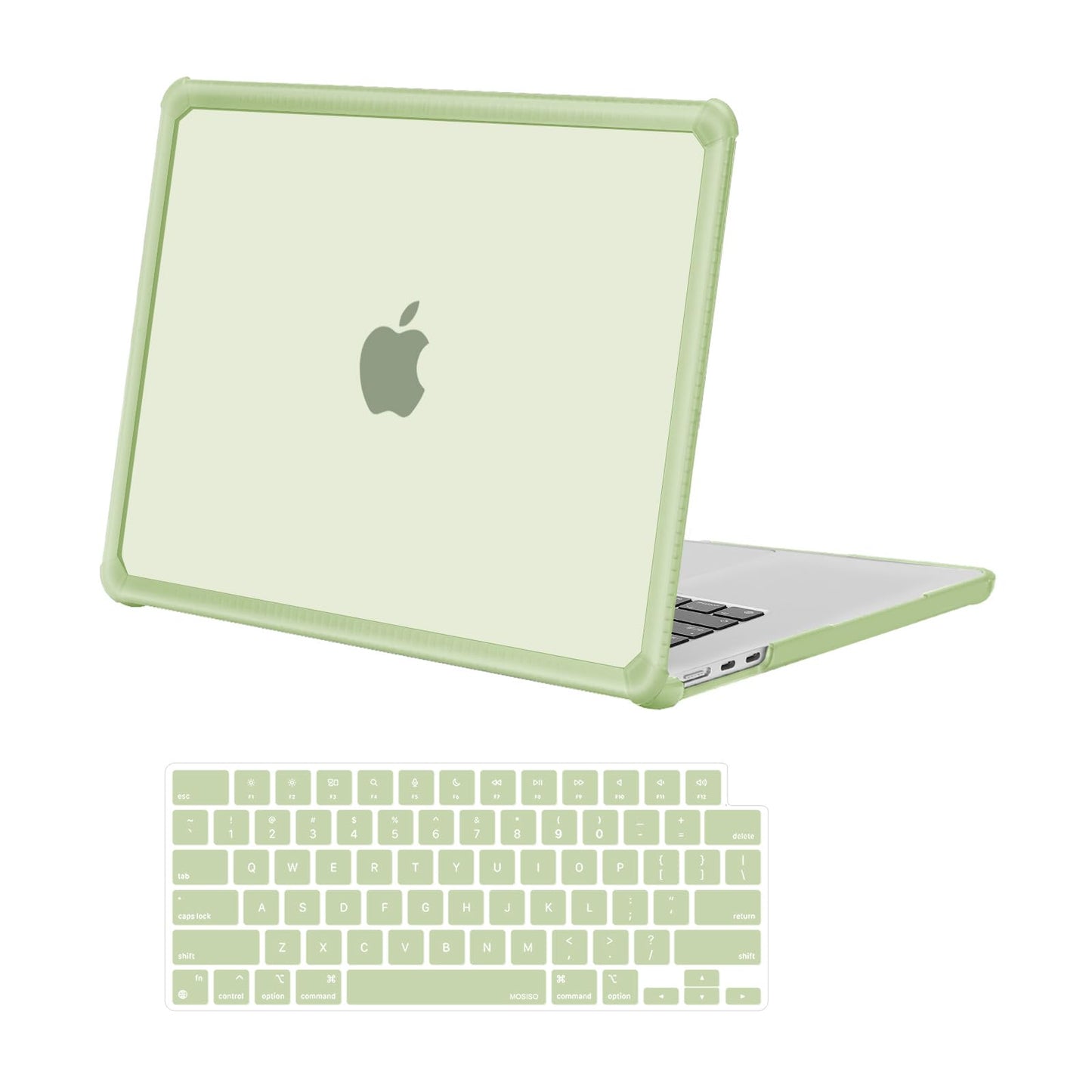 MOSISO Compatible with MacBook Air 15 inch Case 2025 2024 2023 Release M4 A3241 M3 A3114 M2 A2941, Anti-Cracking&Anti-Fingerprint Heavy Duty Hard Shell with TPU Bumper&Keyboard Cover, Emerald Green