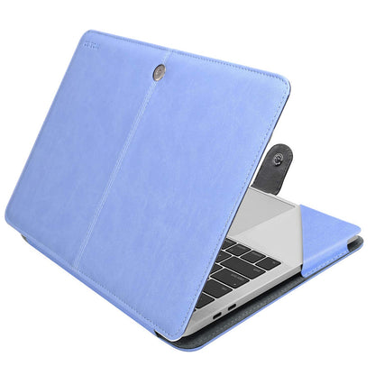 MOSISO Case Compatible with MacBook Air 13.6 inch M4 M3 M2 2025-2022 /Air 13 M1 2022-2018 /Pro 13 inch M2 M1 2025-2016, PU Leather Portfolio Protective Stand Cover, Serenity Blue
