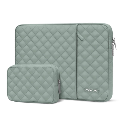 MOSISO 13-16 inch Laptop Case/Sleeve Compatible with MacBook Air M4-M1 | Compatible with MacBook Pro M2 M1 2025-2016 | Square Quilted Vertical Computer Bag | with Pocket & Small Case | Chalk Pink