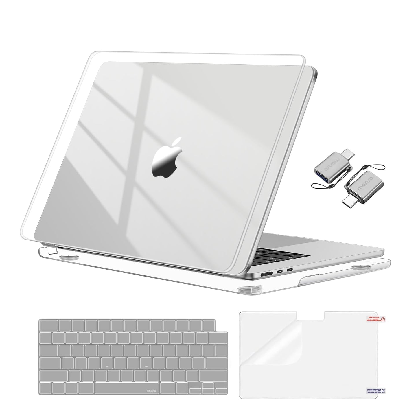 MOSISO Compatible with MacBook Air 13 inch Case 2025-2022 M4 A3240 M3 A3113 M2 A2681,Surpass Natural Beauty Hard Shell&Keyboard Cover&Screen Film&Type C for MacBook Air 13.6 inch Case, Crystal Clear