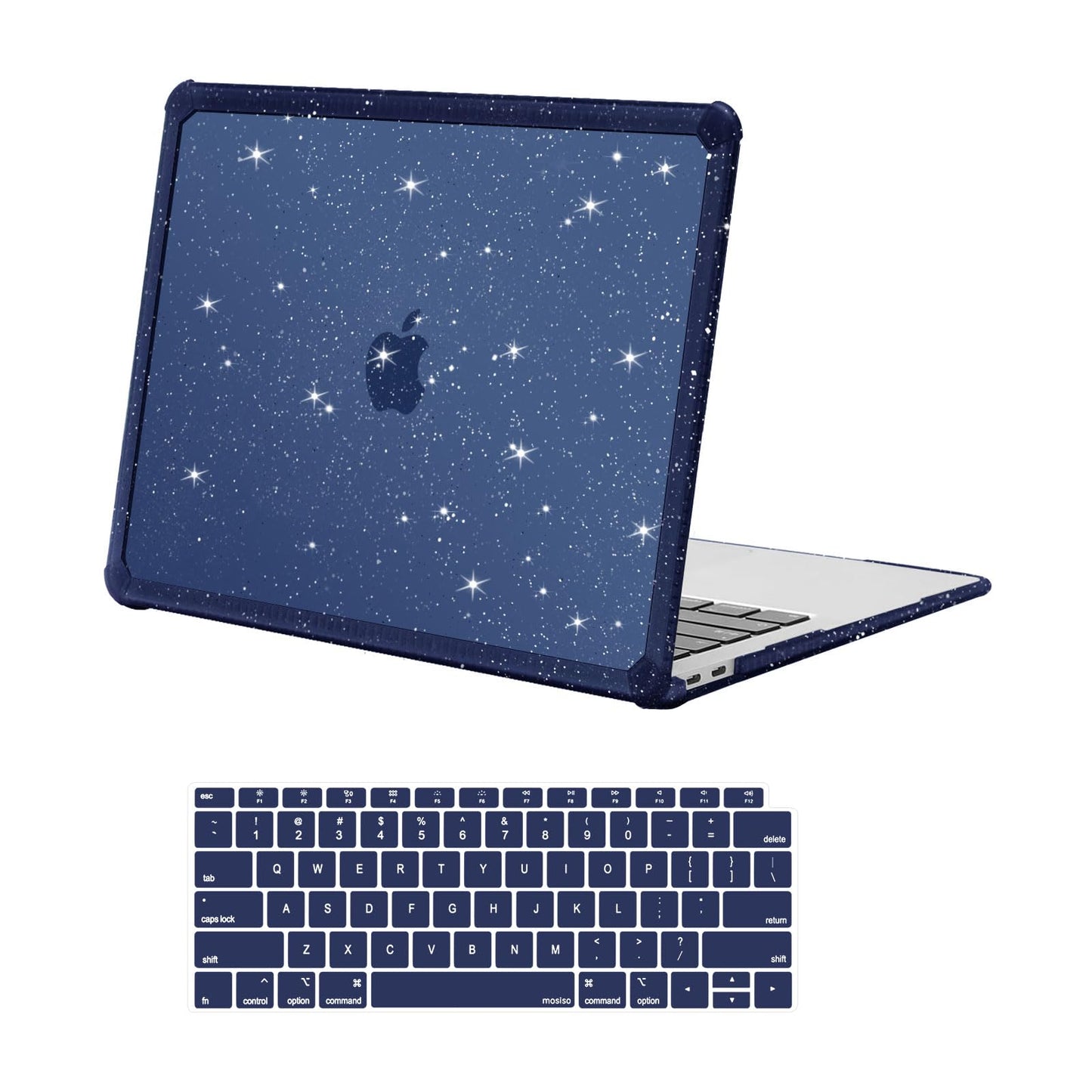 MOSISO Compatible with MacBook Air 13 inch Case 2022-2018 Release A2337 M1 A2179 A1932, Anti-Cracking&Anti-Fingerprint Heavy Duty Glitter Plastic Hard Case with TPU Bumper&Keyboard Cover, Pink