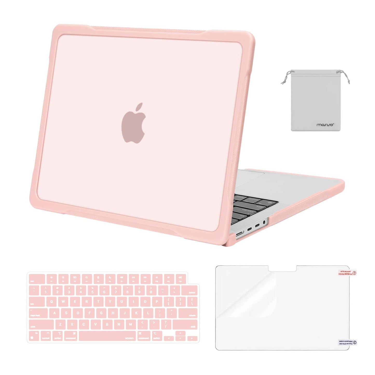 MOSISO Compatible with MacBook Pro 14 inch Case 2025-2021 M4 M3 M2 M1 A3112 A3185 A3401 A2918 A2992 A2779 A2442, Soft TPU Bumper Anti-Scratch Hard Case&Keyboard Skin&Screen Film&Pouch, Black