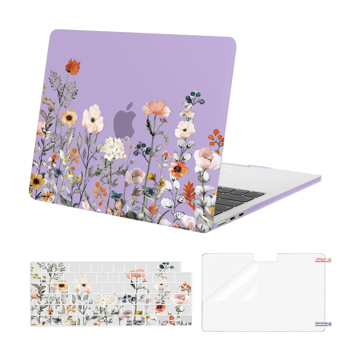 MOSISO Compatible with MacBook Air 13 inch Case 2025-2022 M4 A3240 M3 A3113 M2 A2681, Plastic Garden Flowers Hard Shell&Keyboard Cover&Screen Film Compatible with MacBook Air 13.6 inch, Transparent