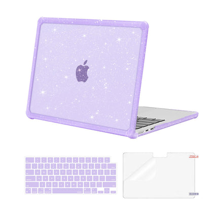 MOSISO Compatible with MacBook Air 13 inch Case 2025 2024 2023 2022 M4 A3240 M3 A3113 M2 A2681, Anti-Cracking TPU Bumper Glitter Hard Case&Keyboard Cover&Screen Film for MacBook Air 13.6, Chalk Pink