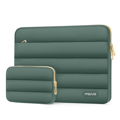 MOSISO Laptop Case 13-17.3 inch, 13 14 16 17.3 inch Puffy Laptop Sleeve Compatible with MacBook Pro 16 M5 M4 M3 M2 M1, HP Dell ASUS Acer Toshiba Lenovo, Polyester Horizontal Bag with Small Case, Brown