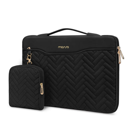 MOSISO Herringbone Quilted 360 Protective Laptop Sleeve Set with Handle & Luggage Strap, Fits 13–14 Inch MacBook Neo Air Pro HP Dell Notebook