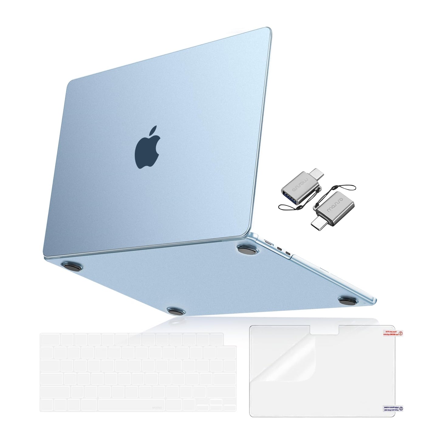 MOSISO Compatible with MacBook Air 15 inch Case 2025 2024 2023 Release M4 A3241 M3 A3114 M2 A2941,Ultra-Thin Natural Original Plastic Hard Shell Case&Keyboard Cover&Screen Film&Type C,Frost Clear