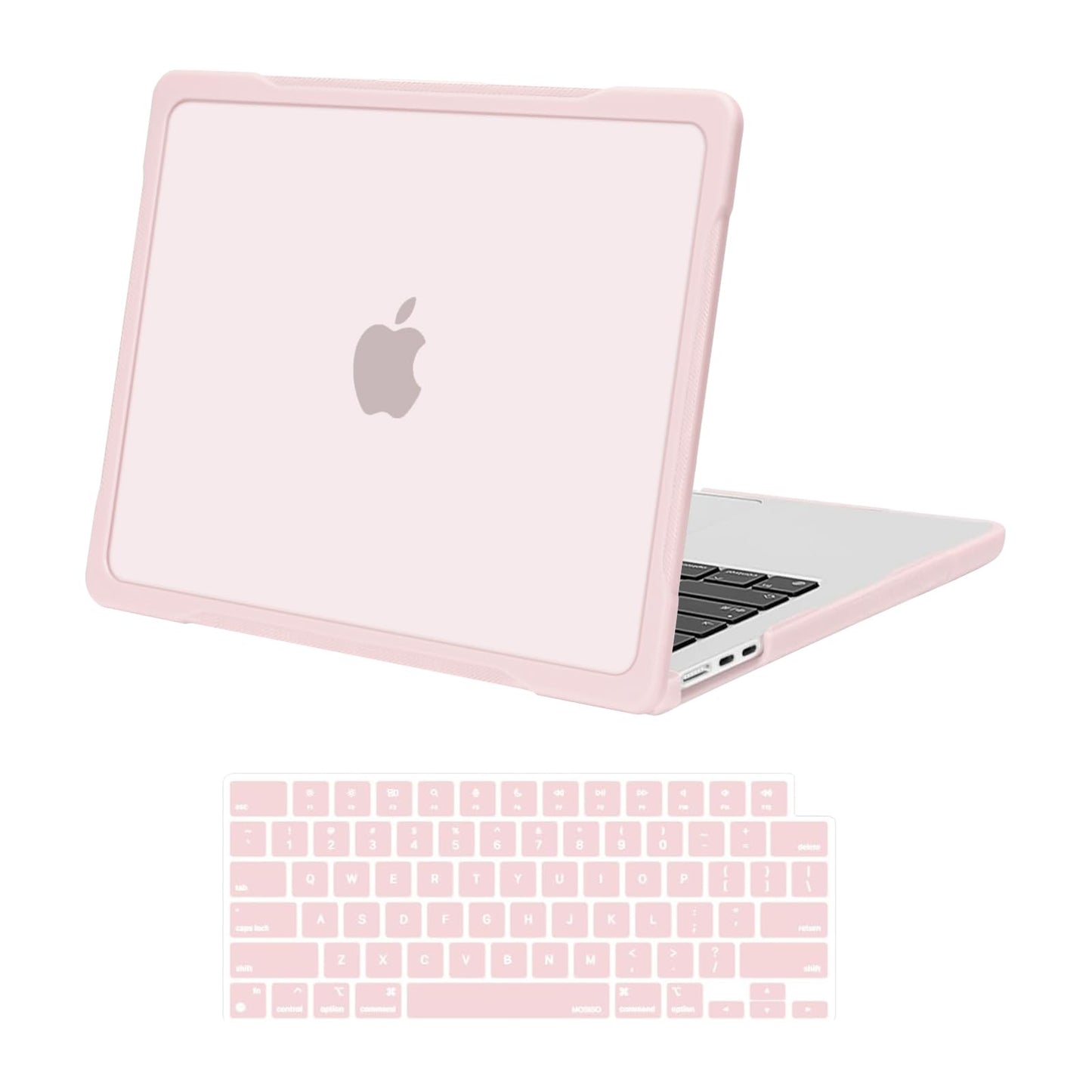 MOSISO Compatible with MacBook Air 13 inch Case 2025 2024 2023 2022 M4 A3240 M3 A3113 M2 A2681,Soft TPU Bumper Anti-Cracking&Anti-Fingerprint Hard Case&Keyboard Skin for MacBook Air 13.6, Pink
