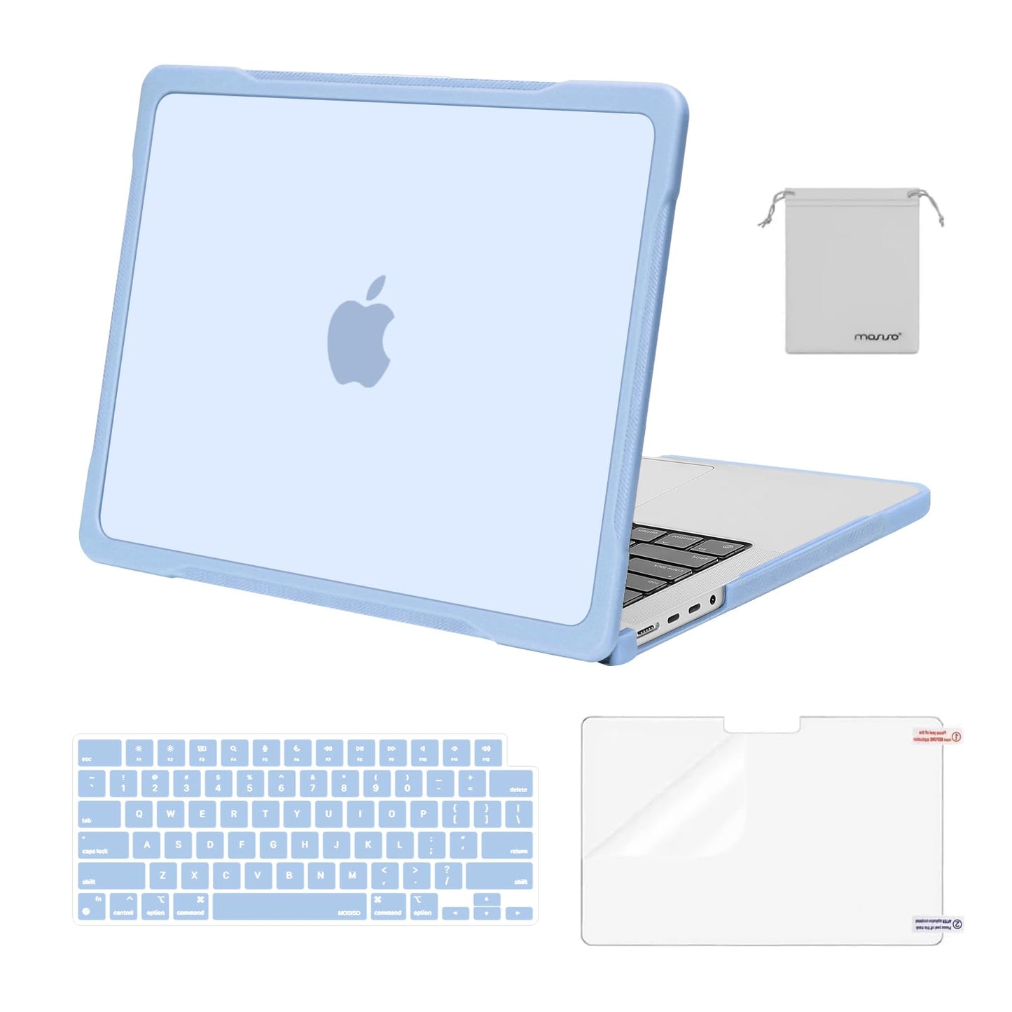 MOSISO Compatible with MacBook Pro 14 inch Case 2025-2021 M4 M3 M2 M1 A3112 A3185 A3401 A2918 A2992 A2779 A2442, Soft TPU Bumper Anti-Scratch Hard Case&Keyboard Skin&Screen Film&Pouch, Black
