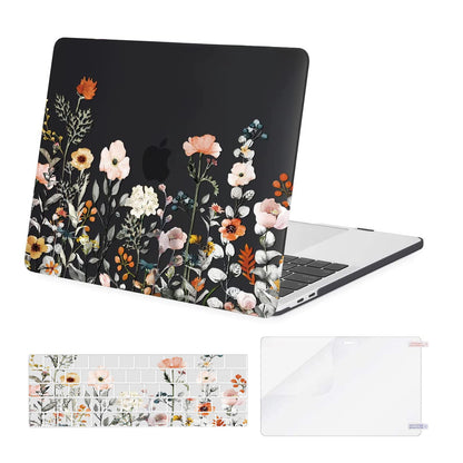 MOSISO Compatible with MacBook Pro 13 inch Case 2025, 2024, 20223-2016 M2 M1 A2338 A2251 A2289 A2159 A1989 A1708 A1706, Plastic Garden Flowers Hard Case&Keyboard Cover&Screen Protector, Pink