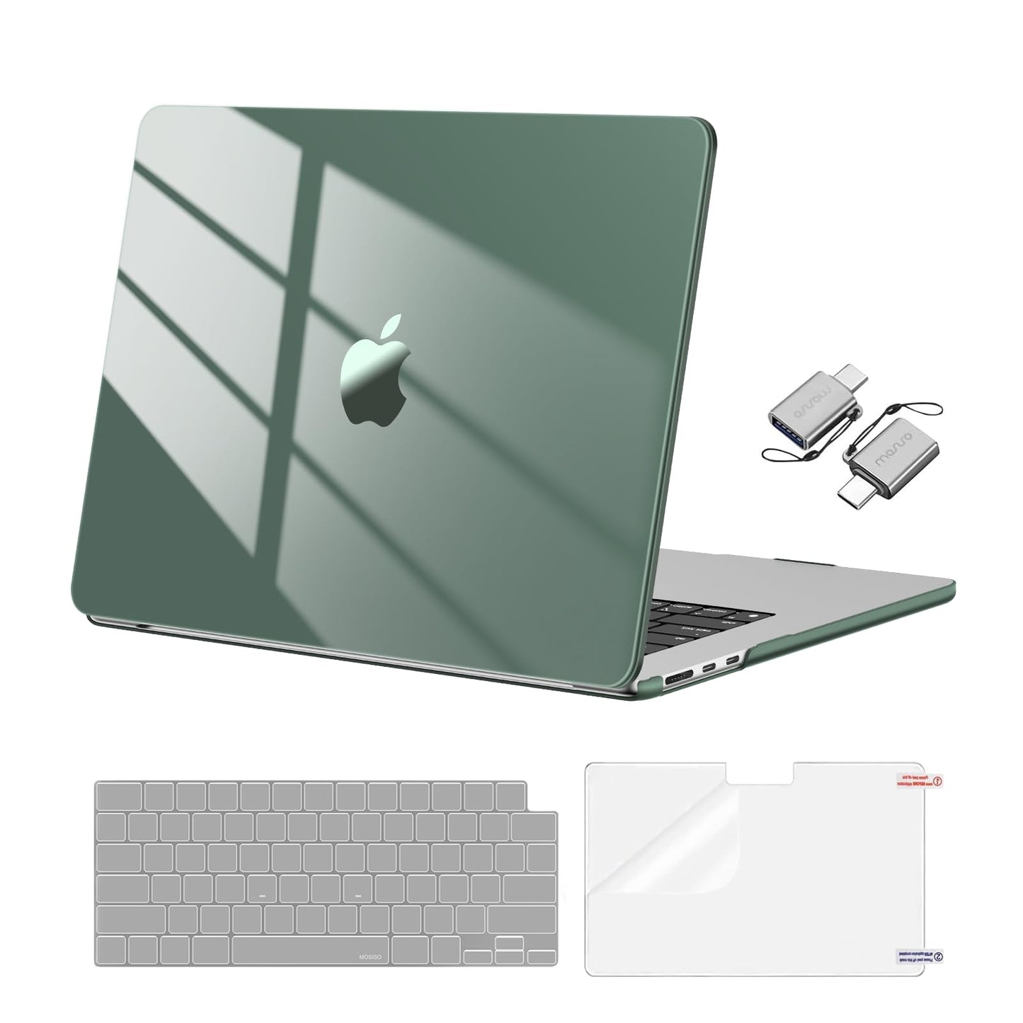 MOSISO Compatible with MacBook Air 13 inch Case 2025-2022 M4 A3240 M3 A3113 M2 A2681,Surpass Natural Beauty Hard Shell&Keyboard Cover&Screen Film&Type C for MacBook Air 13.6 inch Case, Crystal Clear