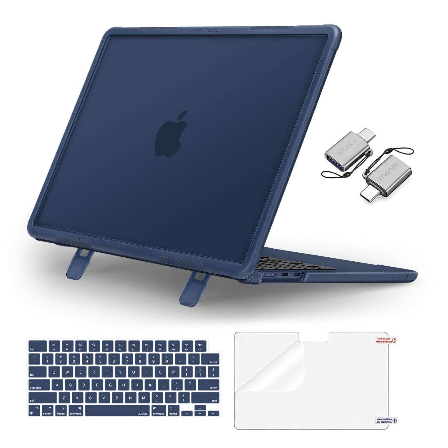 MOSISO Compatible with MacBook Air 13 inch Case 2025 2024 2023 2022 M4 A3240 M3 A3113 M2 A2681, Heavy Duty Hard Case with Kickstand&Keyboard Cover&Screen Film&Type C for MacBook Air 13.6, Pink