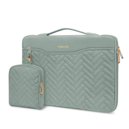 MOSISO Herringbone Quilted 360 Protective Laptop Sleeve Set with Handle & Luggage Strap, Fits 13–14 Inch MacBook Neo Air Pro HP Dell Notebook