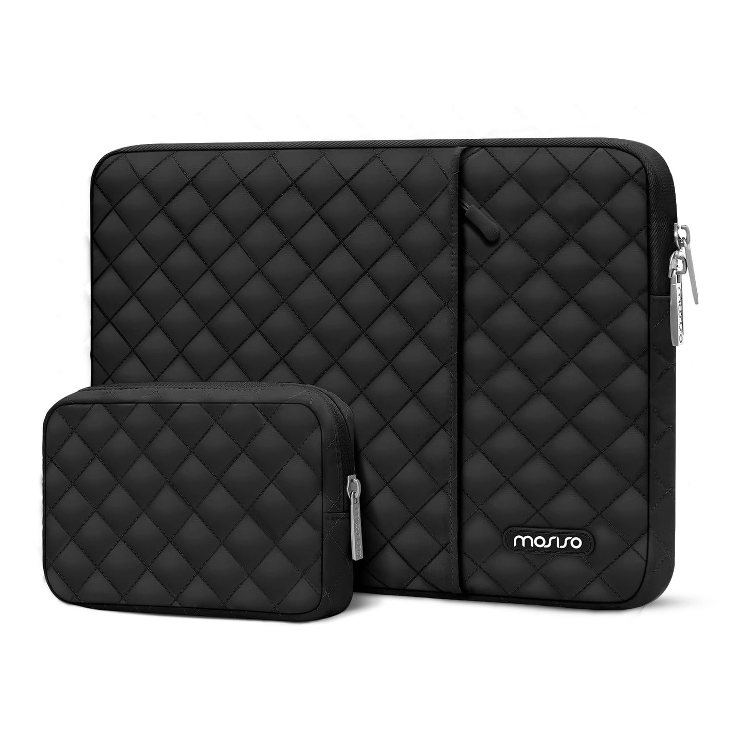 MOSISO 13-16 inch Laptop Case/Sleeve Compatible with MacBook Air M4-M1 | Compatible with MacBook Pro M2 M1 2025-2016 | Square Quilted Vertical Computer Bag | with Pocket & Small Case | Chalk Pink