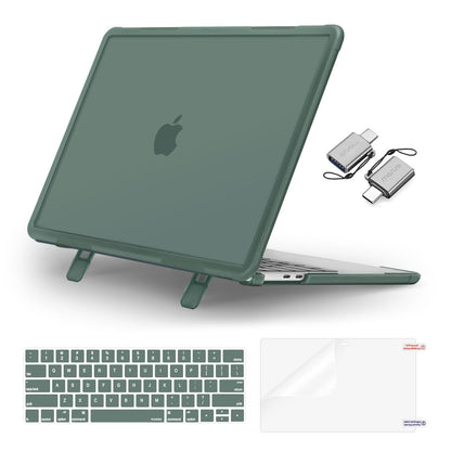 MOSISO Compatible with MacBook Pro 13 inch Case M2 2025-2016 A2338 M1 A2251 A2289 A2159 A1989 A1708 A1706, Heavy Duty Plastic Hard Case with Kickstand&Keyboard Skin&Screen Film&Type C, Teal Green
