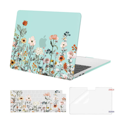 MOSISO Compatible with MacBook Air 13 inch Case 2025-2022 M4 A3240 M3 A3113 M2 A2681, Plastic Garden Flowers Hard Shell&Keyboard Cover&Screen Film Compatible with MacBook Air 13.6 inch, Transparent