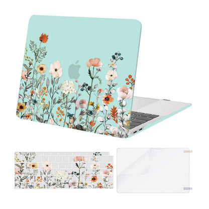 MOSISO Compatible with MacBook Air 13 inch Case 2022 2021 2020 2019 2018 Release A2337 M1 A2179 A1932 Retina Display, Plastic Garden Flowers Hard Shell&Keyboard Cover&Screen Protector, Transparent