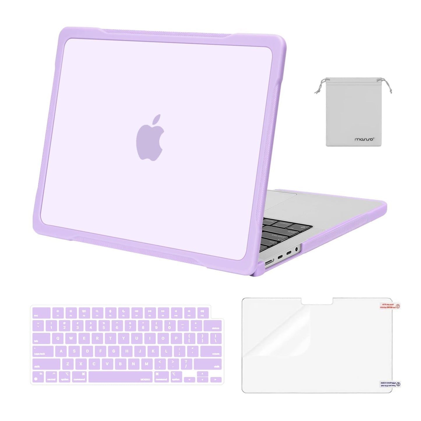 MOSISO Compatible with MacBook Pro 14 inch Case 2025-2021 M4 M3 M2 M1 A3112 A3185 A3401 A2918 A2992 A2779 A2442, Soft TPU Bumper Anti-Scratch Hard Case&Keyboard Skin&Screen Film&Pouch, Black