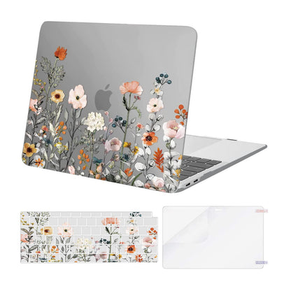 MOSISO Compatible with MacBook Air 13 inch Case 2022 2021 2020 2019 2018 Release A2337 M1 A2179 A1932 Retina Display, Plastic Garden Flowers Hard Shell&Keyboard Cover&Screen Protector, Transparent