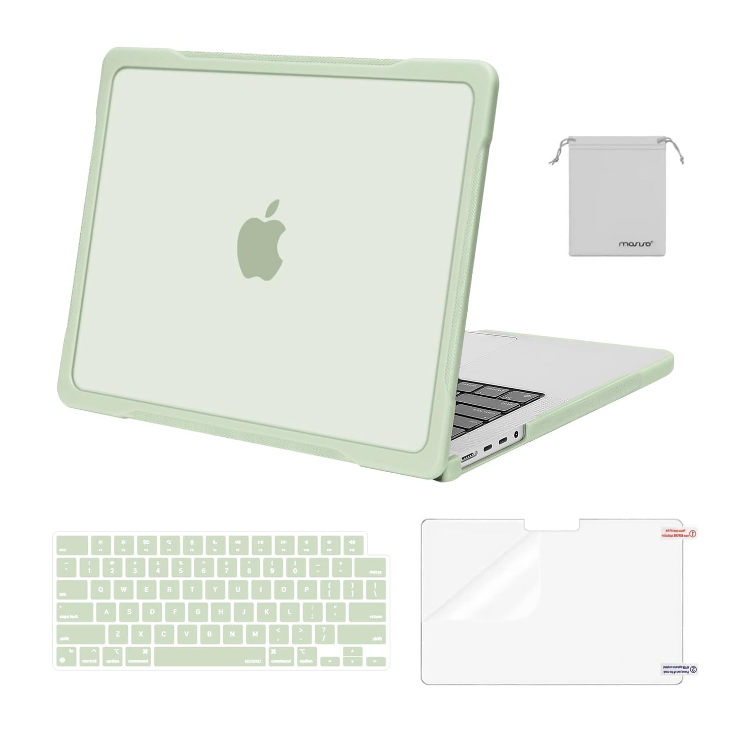 MOSISO Compatible with MacBook Pro 14 inch Case 2025-2021 M4 M3 M2 M1 A3112 A3185 A3401 A2918 A2992 A2779 A2442, Soft TPU Bumper Anti-Scratch Hard Case&Keyboard Skin&Screen Film&Pouch, Black