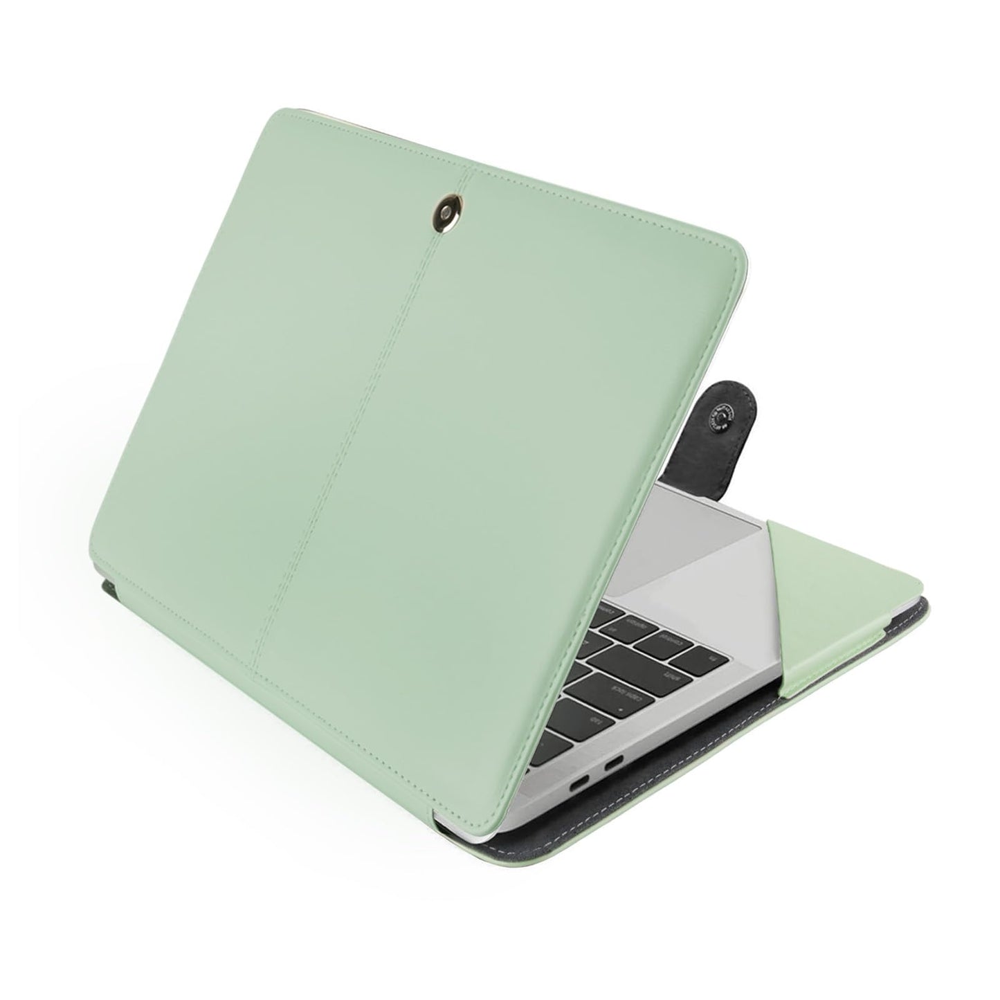 MOSISO Case Compatible with MacBook Air 13.6 inch M4 M3 M2 2025-2022 /Air 13 M1 2022-2018 /Pro 13 inch M2 M1 2025-2016, PU Leather Portfolio Protective Stand Cover, Serenity Blue