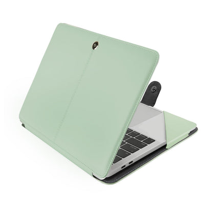MOSISO Case Compatible with MacBook Air 13.6 inch M4 M3 M2 2025-2022 /Air 13 M1 2022-2018 /Pro 13 inch M2 M1 2025-2016, PU Leather Portfolio Protective Stand Cover, Serenity Blue