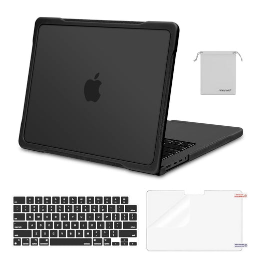 MOSISO Compatible with MacBook Pro 14 inch Case 2025-2021 M4 M3 M2 M1 A3112 A3185 A3401 A2918 A2992 A2779 A2442, Soft TPU Bumper Anti-Scratch Hard Case&Keyboard Skin&Screen Film&Pouch, Black
