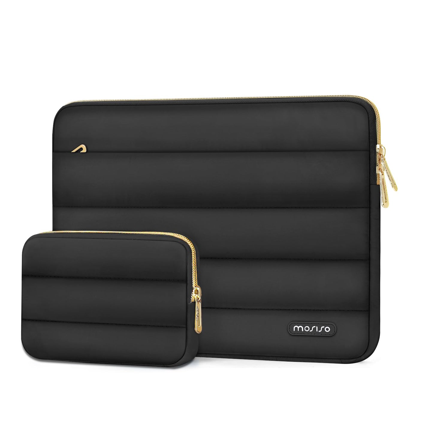 MOSISO Laptop Case 13-17.3 inch, 13 14 16 17.3 inch Puffy Laptop Sleeve Compatible with MacBook Pro 16 M5 M4 M3 M2 M1, HP Dell ASUS Acer Toshiba Lenovo, Polyester Horizontal Bag with Small Case, Brown