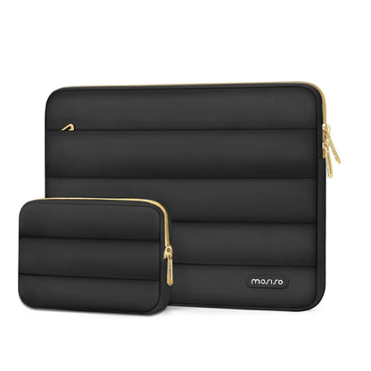 MOSISO Laptop Case 13-17.3 inch, 13 14 16 17.3 inch Puffy Laptop Sleeve Compatible with MacBook Pro 16 M5 M4 M3 M2 M1, HP Dell ASUS Acer Toshiba Lenovo, Polyester Horizontal Bag with Small Case, Brown