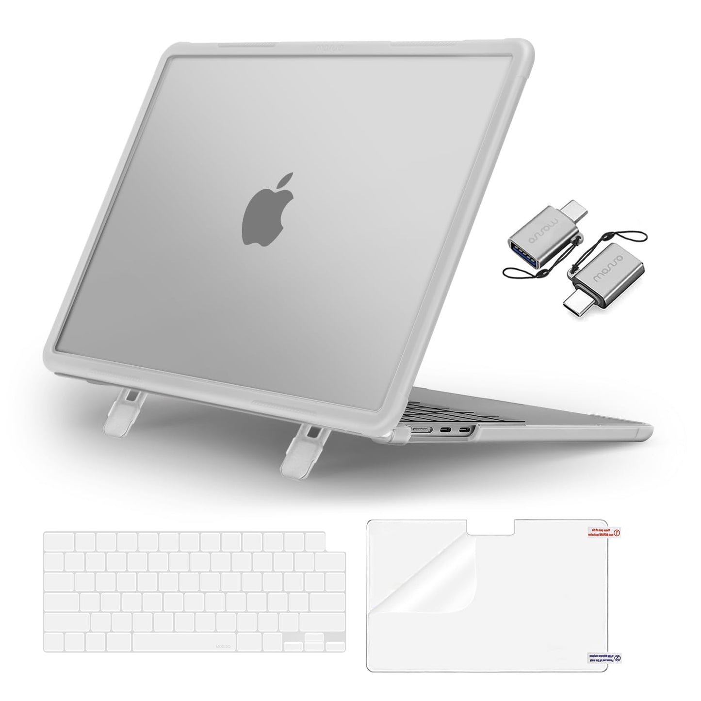 MOSISO Compatible with MacBook Air 13 inch Case 2025 2024 2023 2022 M4 A3240 M3 A3113 M2 A2681, Heavy Duty Hard Case with Kickstand&Keyboard Cover&Screen Film&Type C for MacBook Air 13.6, Pink