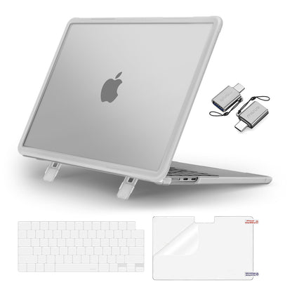 MOSISO Compatible with MacBook Air 13 inch Case 2025 2024 2023 2022 M4 A3240 M3 A3113 M2 A2681, Heavy Duty Hard Case with Kickstand&Keyboard Cover&Screen Film&Type C for MacBook Air 13.6, Pink