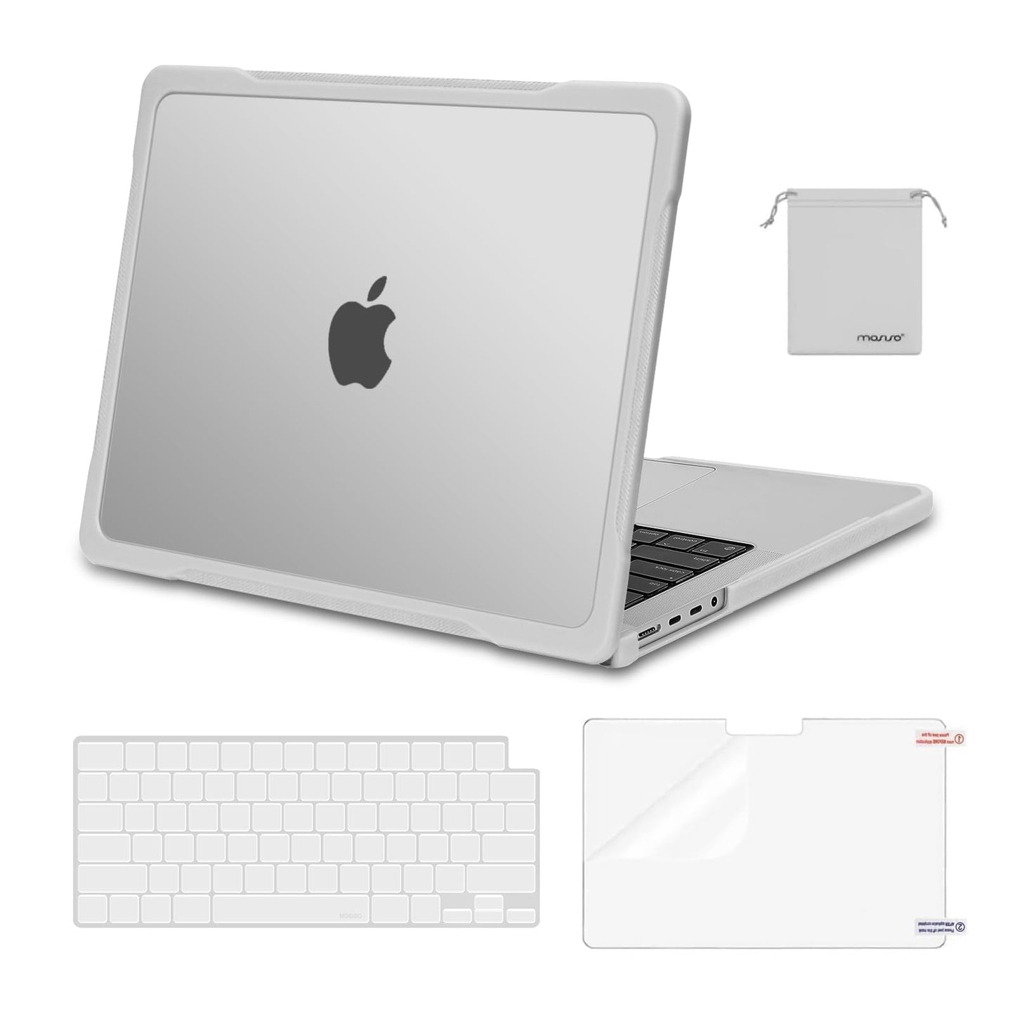 MOSISO Compatible with MacBook Pro 14 inch Case 2025-2021 M4 M3 M2 M1 A3112 A3185 A3401 A2918 A2992 A2779 A2442, Soft TPU Bumper Anti-Scratch Hard Case&Keyboard Skin&Screen Film&Pouch, Black