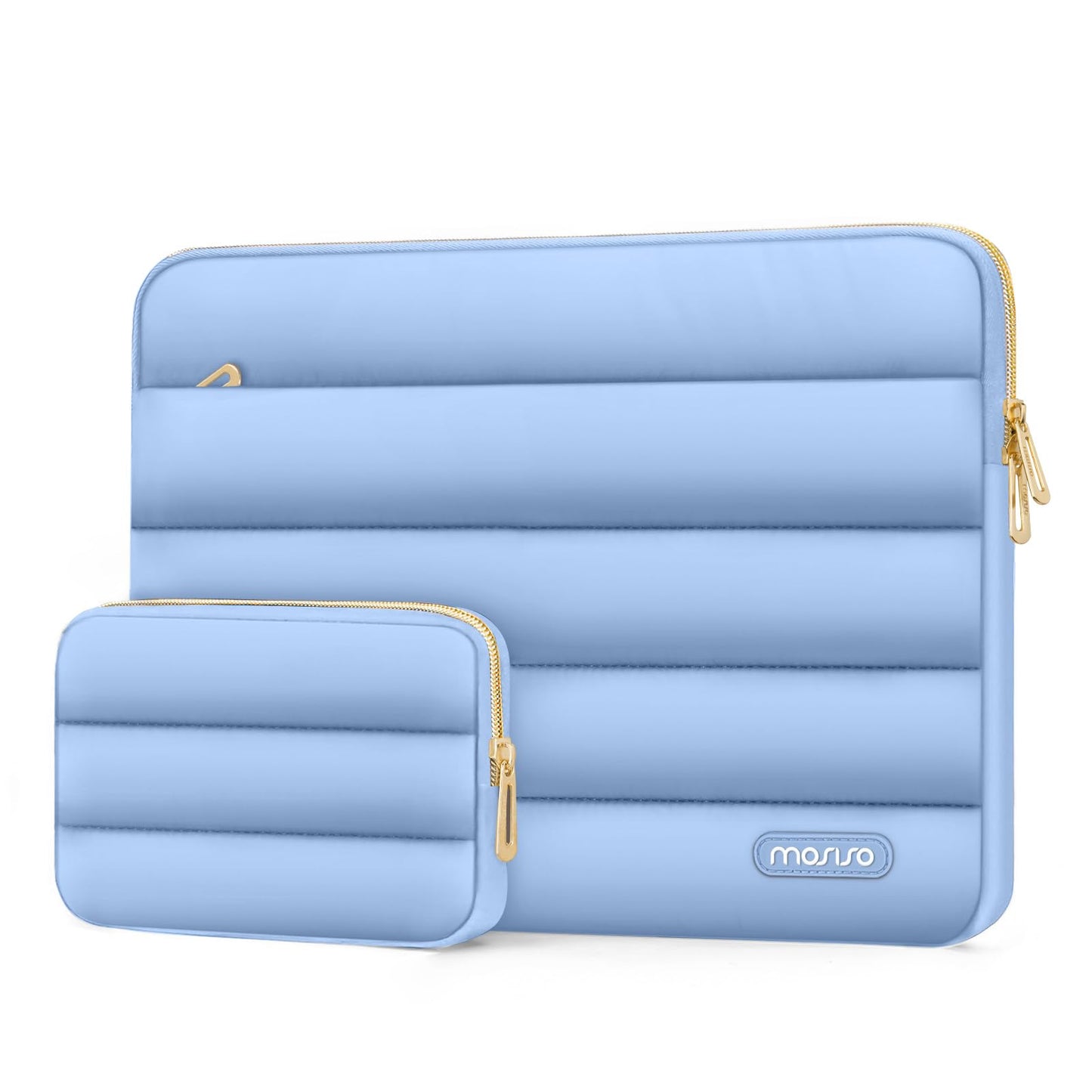 MOSISO Laptop Case 13-17.3 inch, 13 14 16 17.3 inch Puffy Laptop Sleeve Compatible with MacBook Pro 16 M5 M4 M3 M2 M1, HP Dell ASUS Acer Toshiba Lenovo, Polyester Horizontal Bag with Small Case, Brown