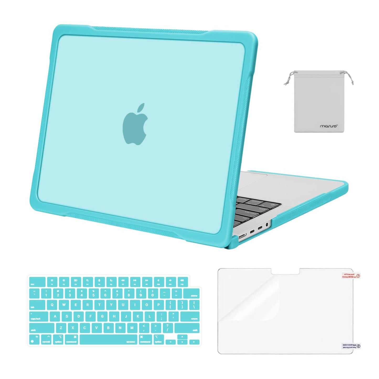 MOSISO Compatible with MacBook Pro 14 inch Case 2025-2021 M4 M3 M2 M1 A3112 A3185 A3401 A2918 A2992 A2779 A2442, Soft TPU Bumper Anti-Scratch Hard Case&Keyboard Skin&Screen Film&Pouch, Black