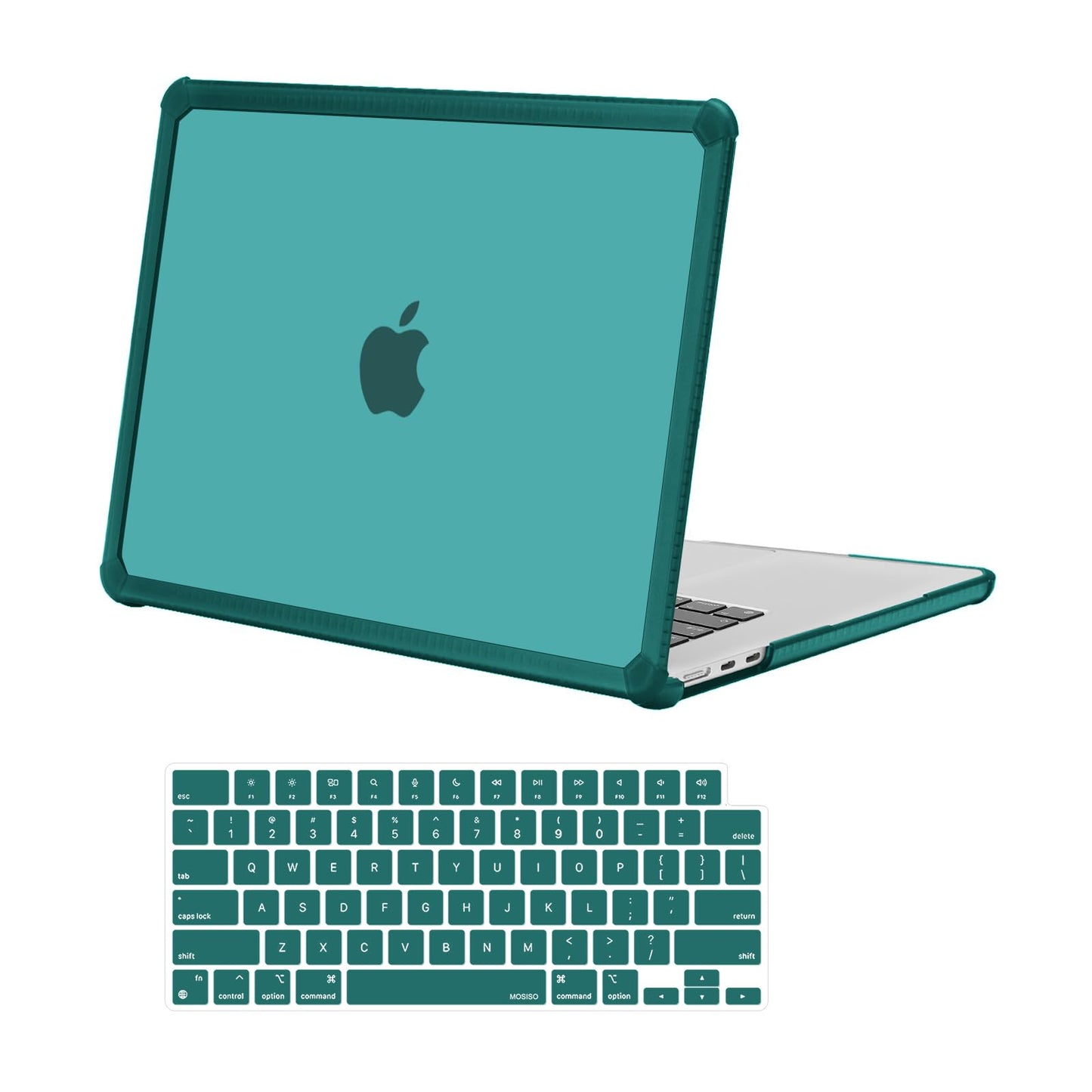 MOSISO Compatible with MacBook Air 15 inch Case 2025 2024 2023 Release M4 A3241 M3 A3114 M2 A2941, Anti-Cracking&Anti-Fingerprint Heavy Duty Hard Shell with TPU Bumper&Keyboard Cover, Emerald Green