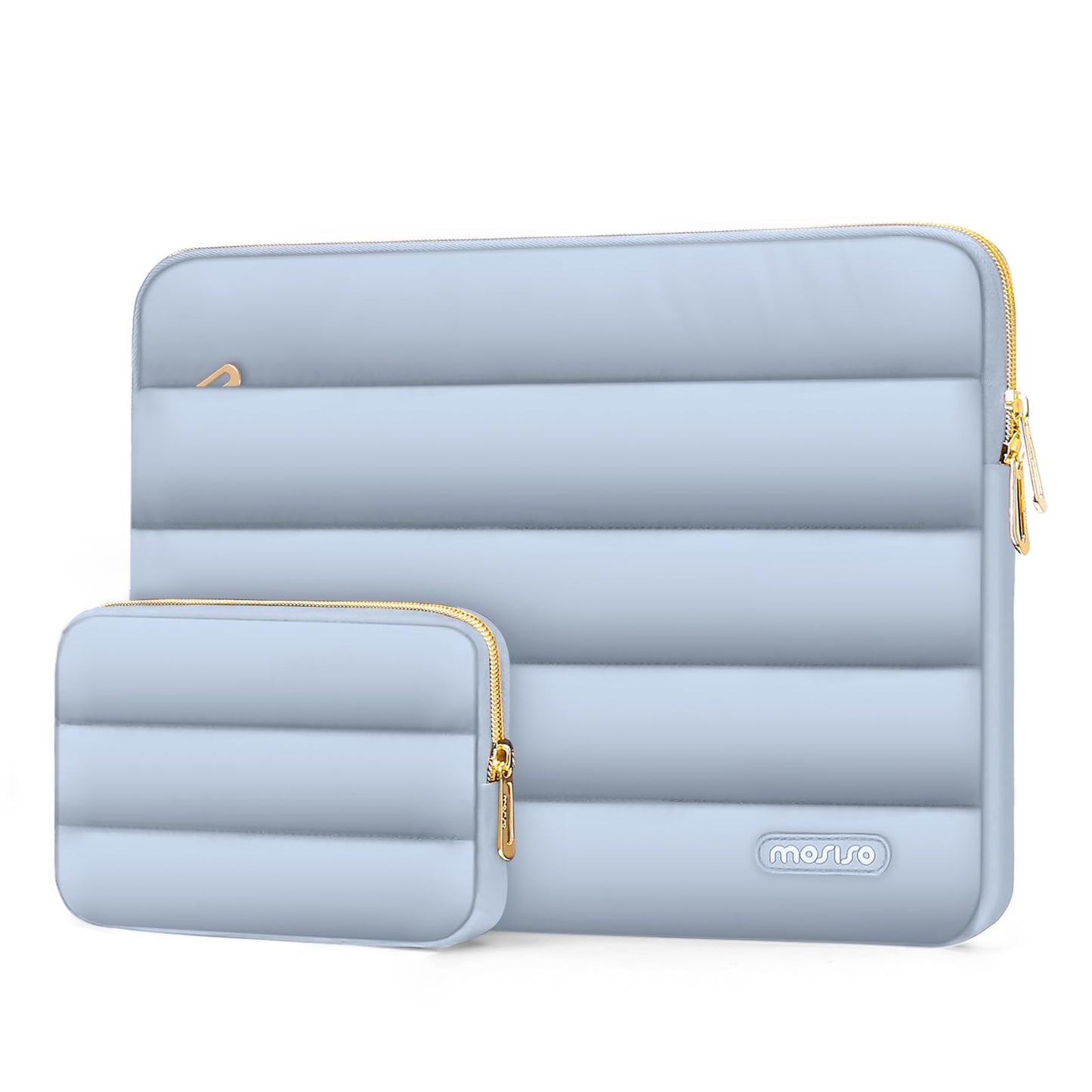 MOSISO Laptop Case 13-17.3 inch, 13 14 16 17.3 inch Puffy Laptop Sleeve Compatible with MacBook Pro 16 M5 M4 M3 M2 M1, HP Dell ASUS Acer Toshiba Lenovo, Polyester Horizontal Bag with Small Case, Brown
