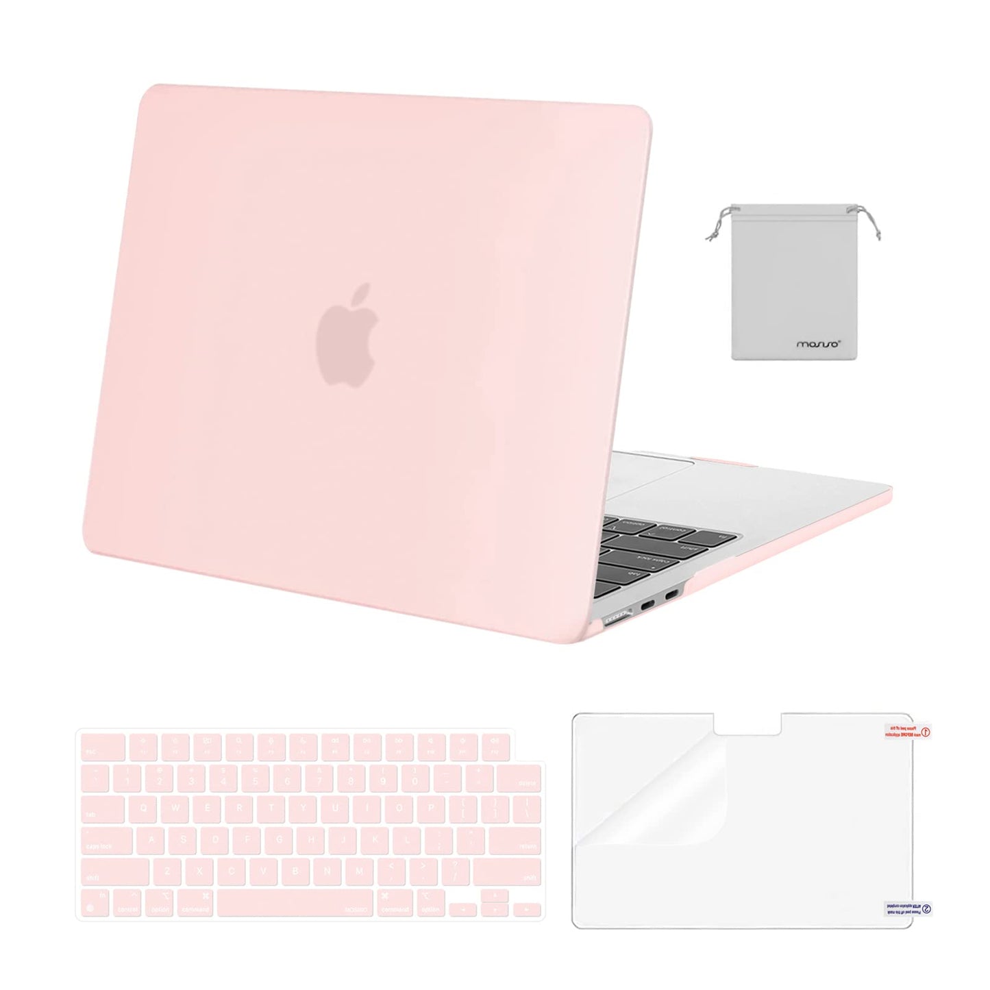 MOSISO Compatible with MacBook Air 13 inch Case 2025 2024 2023 2022 M4 A3240 M3 A3113 M2 A2681, Plastic Hard Shell&Keyboard Cover&Screen Film&Pouch for MacBook Air 13.6 inch Case, Crystal Clear