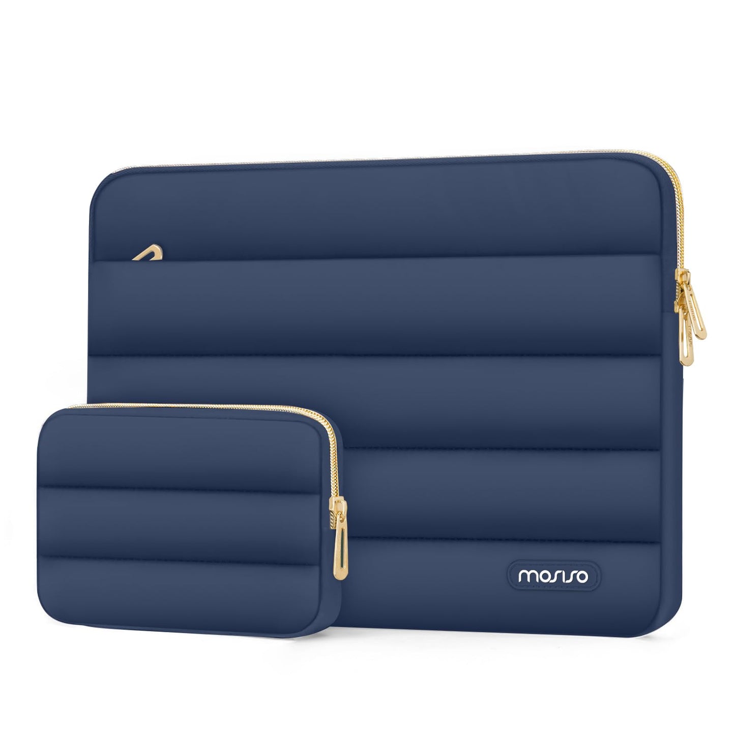MOSISO Laptop Case 13-17.3 inch, 13 14 16 17.3 inch Puffy Laptop Sleeve Compatible with MacBook Pro 16 M5 M4 M3 M2 M1, HP Dell ASUS Acer Toshiba Lenovo, Polyester Horizontal Bag with Small Case, Brown