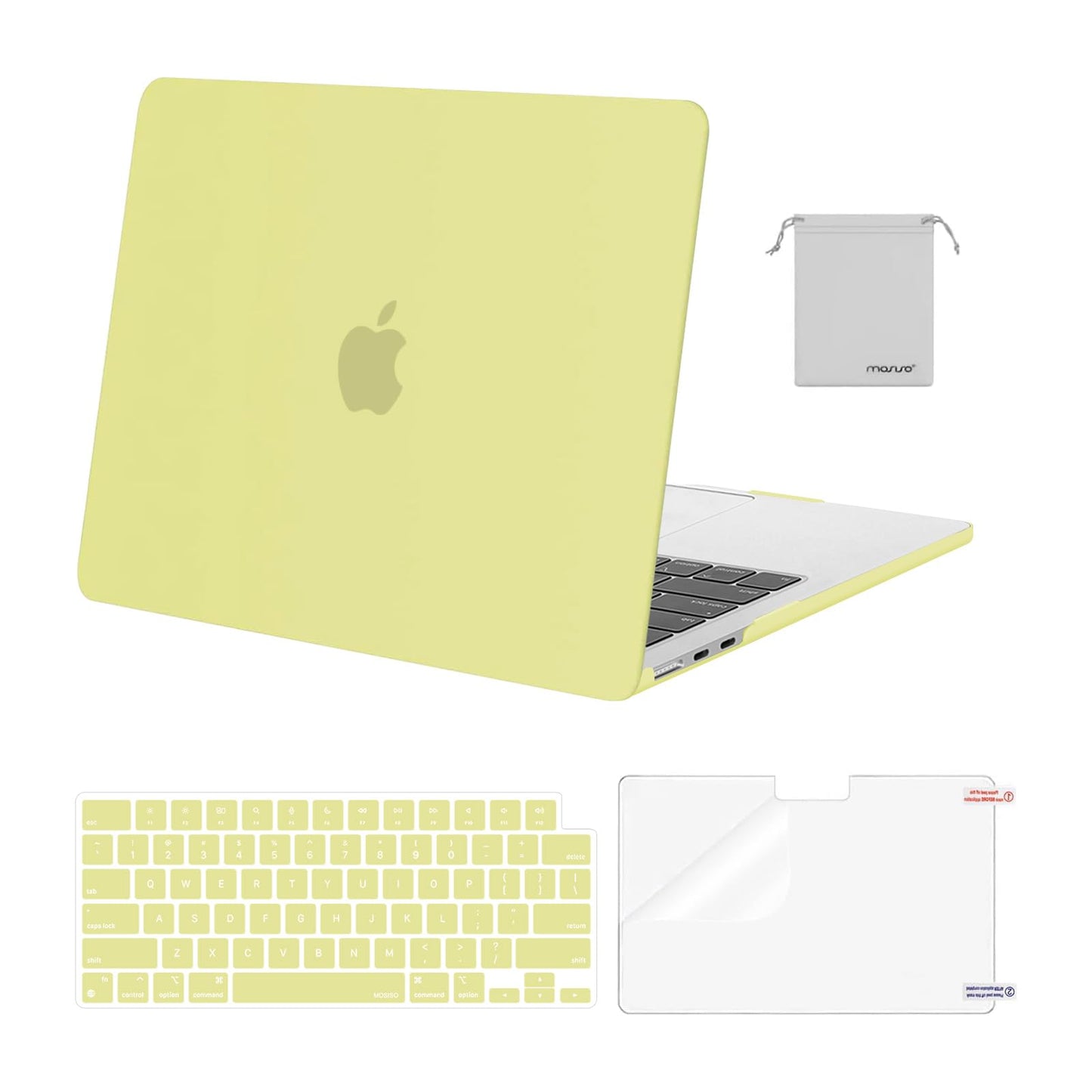 MOSISO Compatible with MacBook Air 13 inch Case 2025 2024 2023 2022 M4 A3240 M3 A3113 M2 A2681, Plastic Hard Shell&Keyboard Cover&Screen Film&Pouch for MacBook Air 13.6 inch Case, Crystal Clear