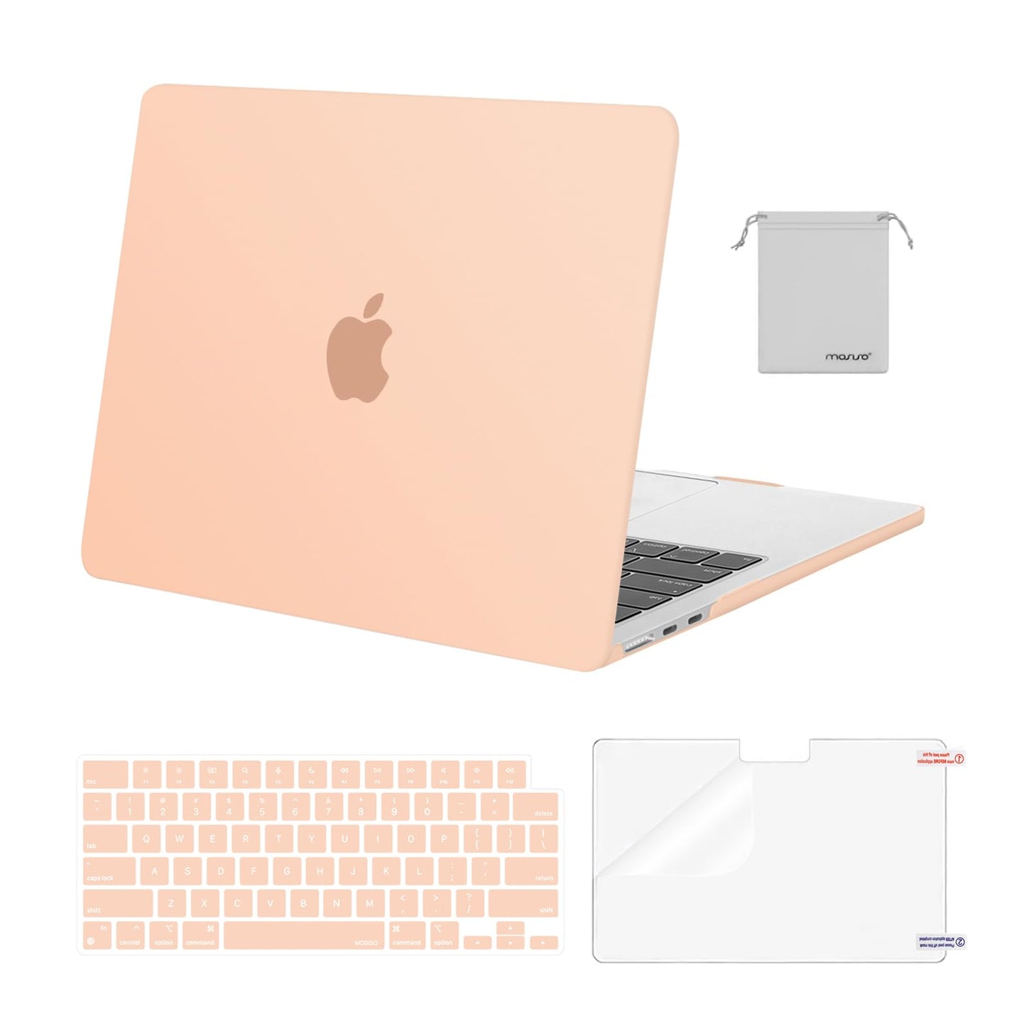MOSISO Compatible with MacBook Air 13 inch Case 2025 2024 2023 2022 M4 A3240 M3 A3113 M2 A2681, Plastic Hard Shell&Keyboard Cover&Screen Film&Pouch for MacBook Air 13.6 inch Case, Crystal Clear