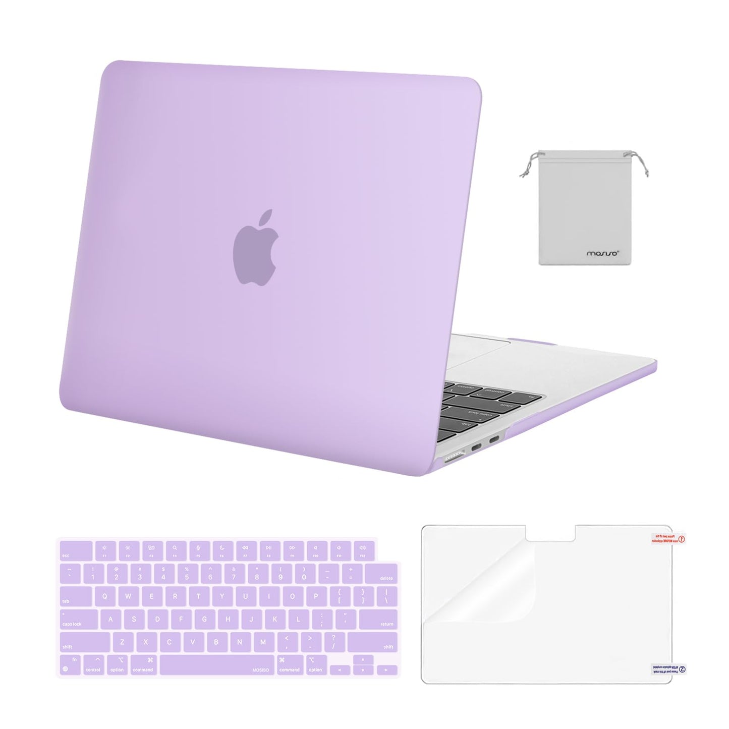 MOSISO Compatible with MacBook Air 13 inch Case 2025 2024 2023 2022 M4 A3240 M3 A3113 M2 A2681, Plastic Hard Shell&Keyboard Cover&Screen Film&Pouch for MacBook Air 13.6 inch Case, Crystal Clear