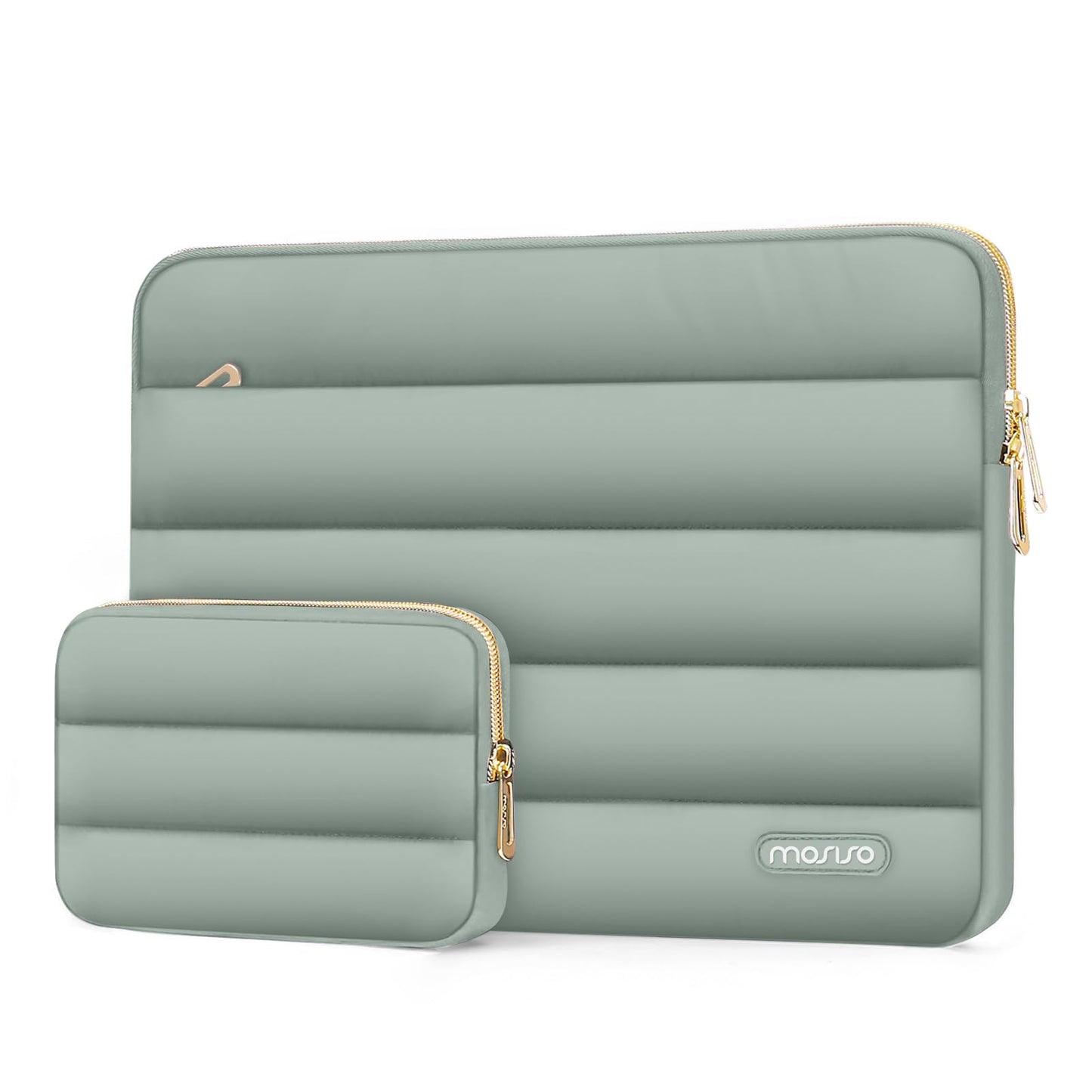 MOSISO Laptop Case 13-17.3 inch, 13 14 16 17.3 inch Puffy Laptop Sleeve Compatible with MacBook Pro 16 M5 M4 M3 M2 M1, HP Dell ASUS Acer Toshiba Lenovo, Polyester Horizontal Bag with Small Case, Brown