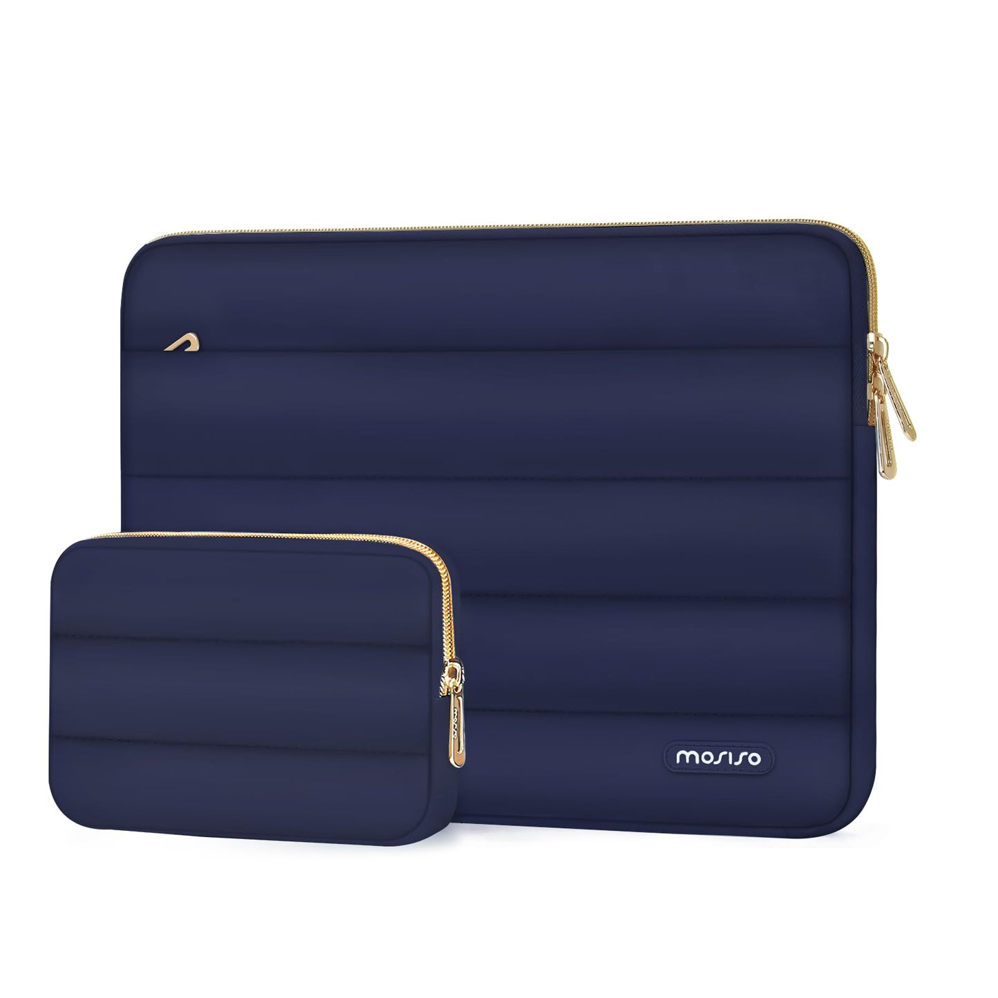 MOSISO Laptop Case 13-17.3 inch, 13 14 16 17.3 inch Puffy Laptop Sleeve Compatible with MacBook Pro 16 M5 M4 M3 M2 M1, HP Dell ASUS Acer Toshiba Lenovo, Polyester Horizontal Bag with Small Case, Brown