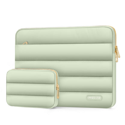 MOSISO Laptop Case 13-17.3 inch, 13 14 16 17.3 inch Puffy Laptop Sleeve Compatible with MacBook Pro 16 M5 M4 M3 M2 M1, HP Dell ASUS Acer Toshiba Lenovo, Polyester Horizontal Bag with Small Case, Brown