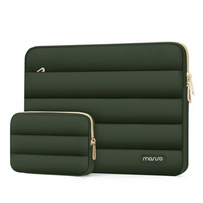 MOSISO Laptop Case 13-17.3 inch, 13 14 16 17.3 inch Puffy Laptop Sleeve Compatible with MacBook Pro 16 M5 M4 M3 M2 M1, HP Dell ASUS Acer Toshiba Lenovo, Polyester Horizontal Bag with Small Case, Brown