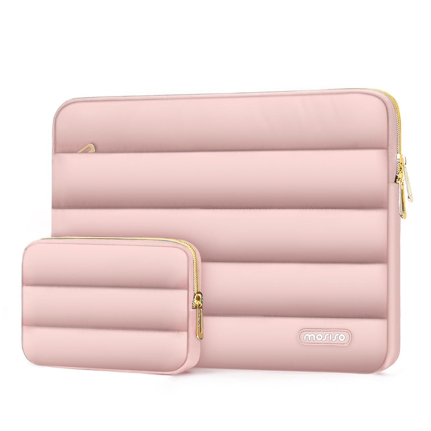 MOSISO Laptop Case 13-17.3 inch, 13 14 16 17.3 inch Puffy Laptop Sleeve Compatible with MacBook Pro 16 M5 M4 M3 M2 M1, HP Dell ASUS Acer Toshiba Lenovo, Polyester Horizontal Bag with Small Case, Brown