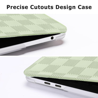 MOSISO Compatible with MacBook Pro 13 inch Case M2 2025-2016 A2338 M1 A2251 A2289 A2159 A1989 A1708 A1706, Checker Texture Grid PU Leather Coated Plastic Hard Shell Case&Keyboard Cover, Sage Green