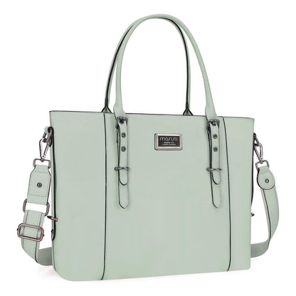 MOSISO PU Leather Laptop Tote Bag for Women, Waterproof Large Capacity Business Work Briefcase Shoulder Laptop Bag