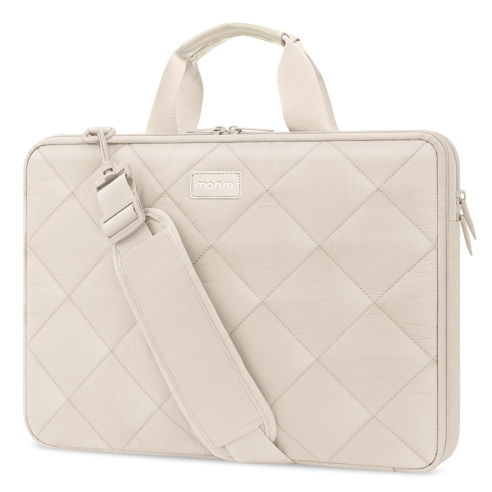 MOSISO 360 Protective Laptop Shoulder Bag, 13-15.6 inch Double Layer Fluffy Padded Laptop Bag with Anti-theft Zipper Compatible with MacBook Pro 16 inch, HP, Dell, Lenovo, Asus Notebook, Sand iMosiso